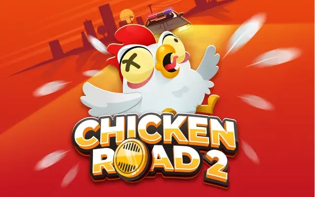Bannière du jeu Chicken Road 2.0 avec deux poules sur la route